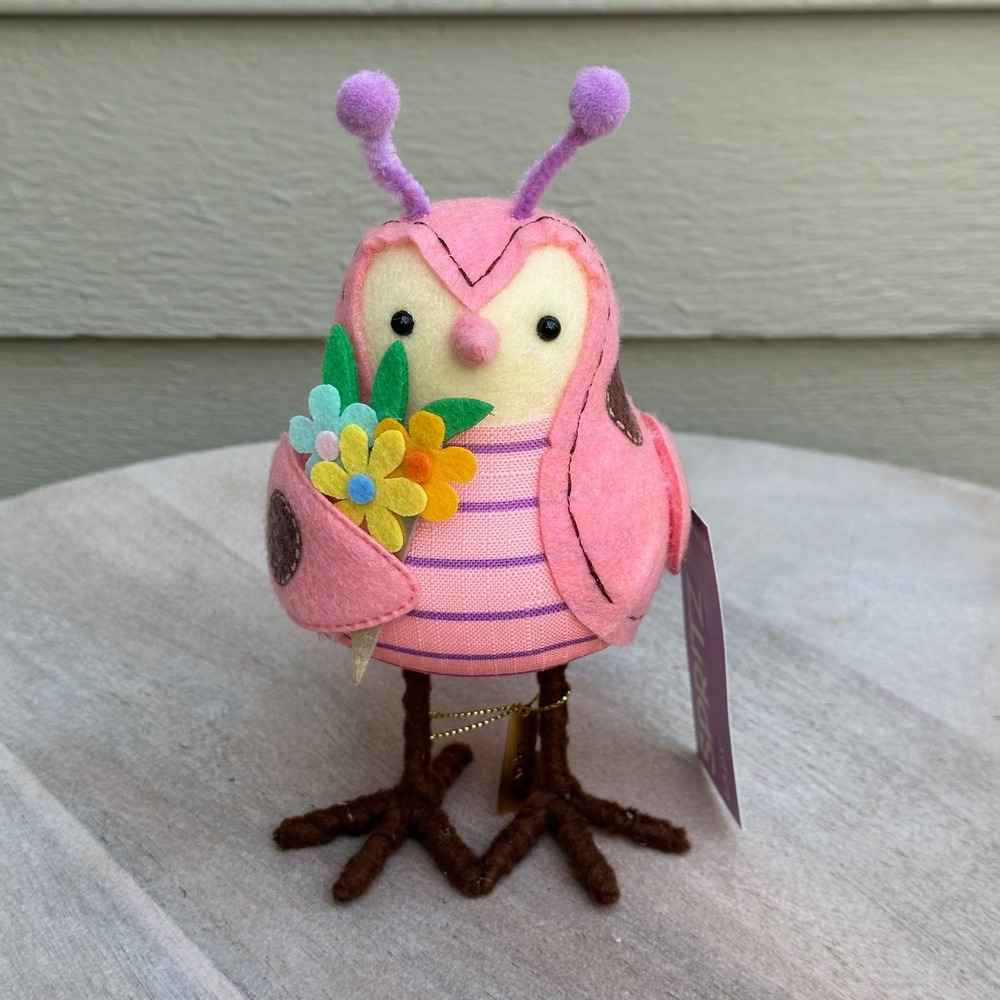 Spritz Pink Butterfly Spring Fabric Bird Figurine Polka Dot Floral 2024 NWT